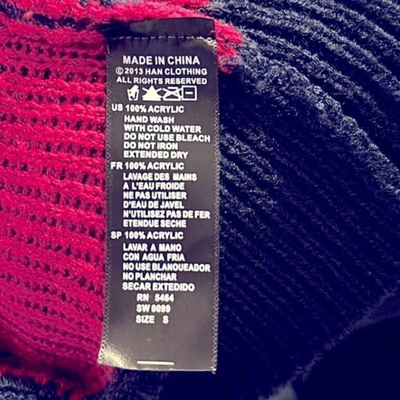 Women’s The Classic Navy and Pink Heart Button Up Acrylic Cardigan Size Small - Picture 8 of 8